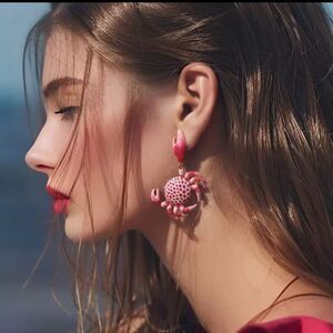 Pink & Red Crab Earrings summer Beach Vacation| ZARA NWOT